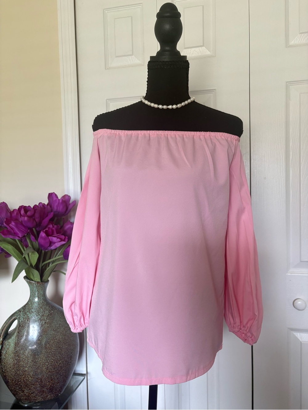 Off-the-Shoulder Pink Women's Blouse